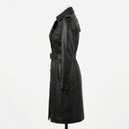 Womens Premium Lambskin Jet Black Classic Sophisticated Trench Coat | Timeless  Professional | Luxury Fashion Outerwear