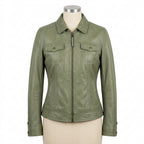 Womens Premium Lambskin Sage Green Nature Vintage Jacket | Eco-Conscious Aesthetic |  Natural Vintage Fashion