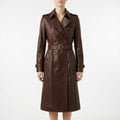 Womens Premium Lambskin Rich Chocolate Deep Luxury Trench Coat | Deep Brown |  Opulent Fashion Investment