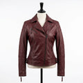 Womens Premium Lambskin Deep Burgundy Romantic Biker Jacket | Rich Wine Color |  Feminine Romantic Motorcycle