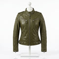 Womens Premium Lambskin Olive Green Adventure Biker Jacket | Explorer Green |  Adventure-Ready Motorcycle Fashion