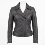 Womens Premium Lambskin Charcoal Grey Sophisticated Biker Jacket | Deep Grey |  Sophisticated Minimalist Motorcycle Fashion
