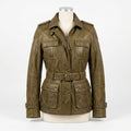 Womens Premium Lambskin Olive Khaki Explorer Vintage Jacket | Adventure Aesthetic |  Safari Vintage Fashion