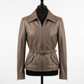 Womens Premium Lambskin Taupe Romantic 1950s Elegance Jacket | Hollywood Glamour |  1950s Vintage Fashion