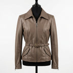 Womens Premium Lambskin Taupe Romantic 1950s Elegance Jacket | Hollywood Glamour |  1950s Vintage Fashion