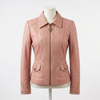Womens Premium Lambskin Blush Pink Art Deco Feminine Jacket | Geometric Vintage |  Art Deco Fashion
