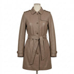 Womens Premium Lambskin Taupe Neutral Sophisticated Brown Trench Coat | Elegant  Neutral | Minimalist Luxury Fashion