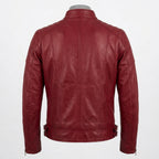 Mens Premium Lambskin Crimson Fire Red Biker Jacket | Deep Red Bold Statement |  Rare Color Motorcycle Gear