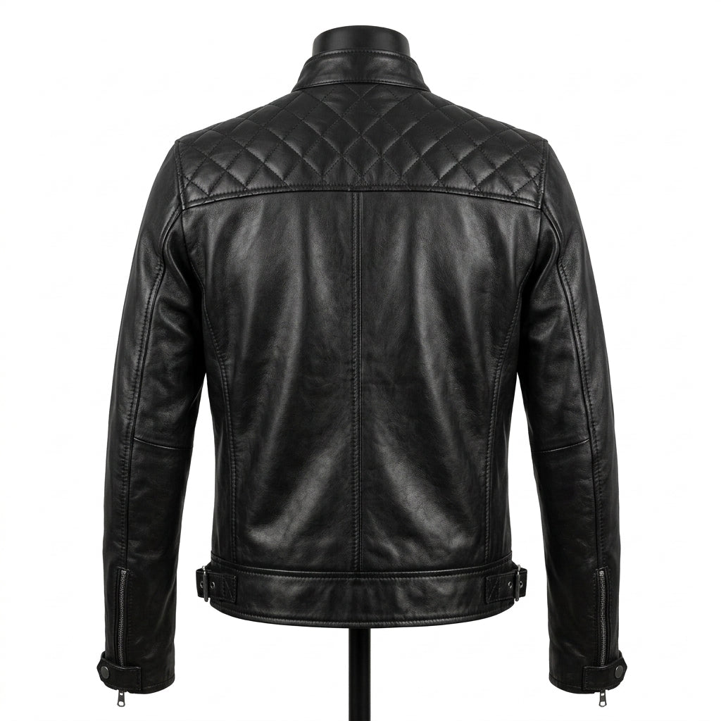 Mens Premium Lambskin Classic Black Motorcycle Biker Jacket | Jet Black  Timeless | Traditional Motorcycle Heritage