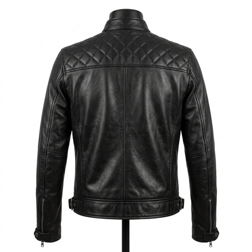 Mens Premium Lambskin Classic Black Motorcycle Biker Jacket | Jet Black  Timeless | Traditional Motorcycle Heritage
