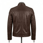 Mens Premium Lambskin Chocolate Comfort Brown Biker Jacket | Warm Brown Ergonomic |  Relaxed Luxury Motorcycle Gear