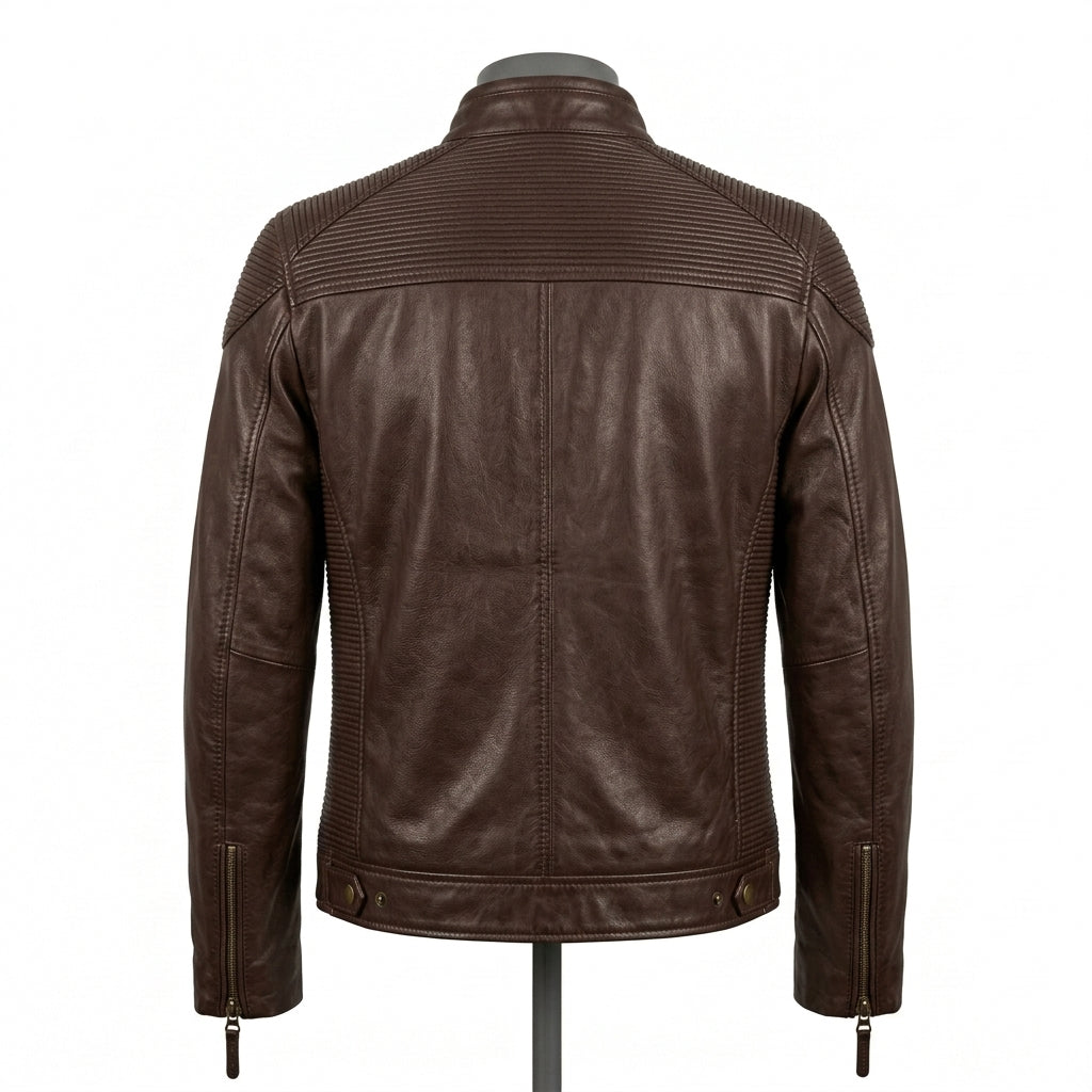 Mens Premium Lambskin Chocolate Comfort Brown Biker Jacket | Warm Brown Ergonomic |  Relaxed Luxury Motorcycle Gear