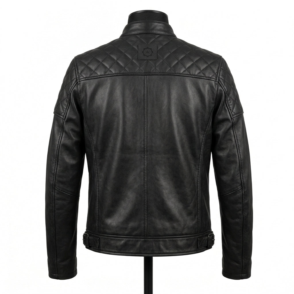 Mens Premium Lambskin Midnight Black Stealth Biker Jacket | Black Concealed  Hardware | Minimalist Aggressive Motorcycle Gear
