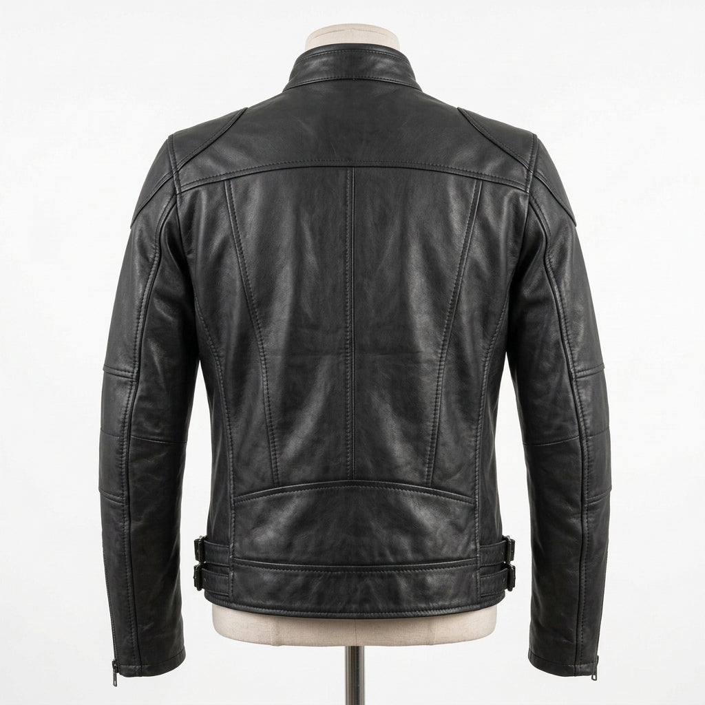 Mens Premium Lambskin Charcoal Night Rider Black Biker Jacket | Dark Black  Optimized | Night Riding Motorcycle Gear