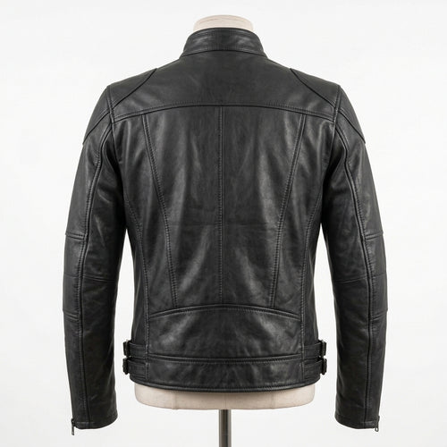 Mens Premium Lambskin Charcoal Night Rider Black Biker Jacket | Dark Black  Optimized | Night Riding Motorcycle Gear