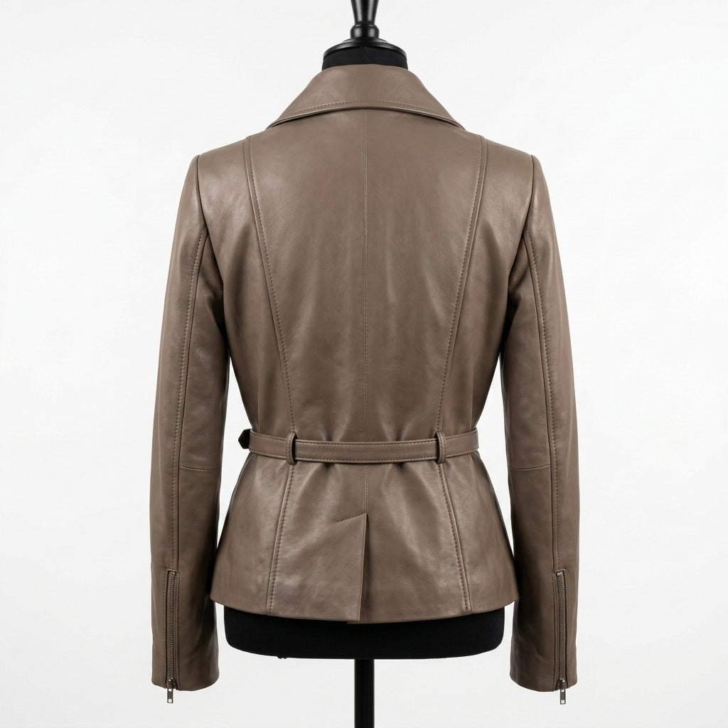 Womens Premium Lambskin Taupe Romantic 1950s Elegance Jacket | Hollywood Glamour |  1950s Vintage Fashion