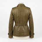 Womens Premium Lambskin Olive Khaki Explorer Vintage Jacket | Adventure Aesthetic |  Safari Vintage Fashion