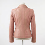 Womens Premium Lambskin Blush Pink Art Deco Feminine Jacket | Geometric Vintage |  Art Deco Fashion
