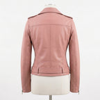 Womens Premium Lambskin Rose Blush Pink Feminine Power Biker Jacket | Bold Pink |  Feminine Power Motorcycle Fashion