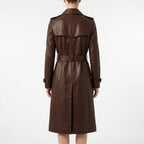 Womens Premium Lambskin Rich Chocolate Deep Luxury Trench Coat | Deep Brown |  Opulent Fashion Investment