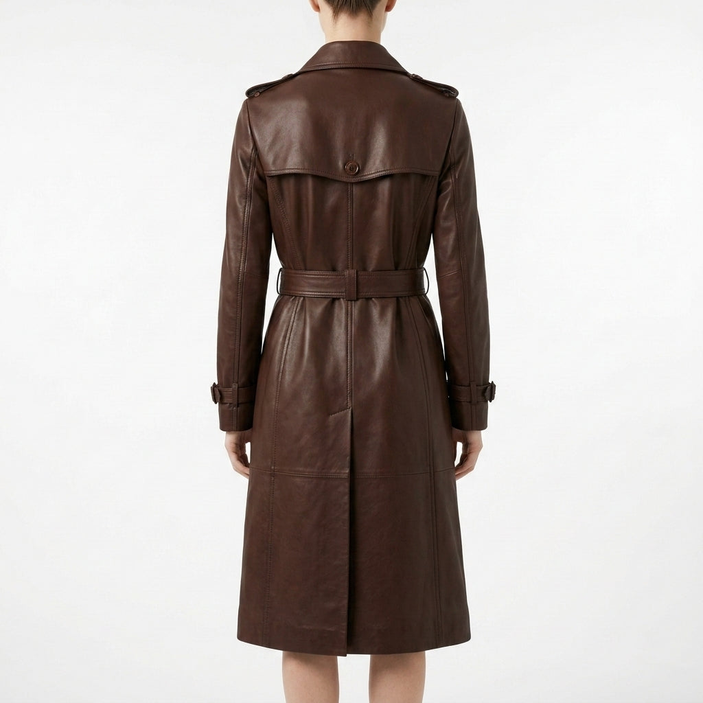 Womens Premium Lambskin Rich Chocolate Deep Luxury Trench Coat | Deep Brown |  Opulent Fashion Investment