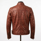 Mens Premium Lambskin Rust Red Heritage Biker Jacket | Rust Brown Vintage |  Authentic Motorcycle Heritage
